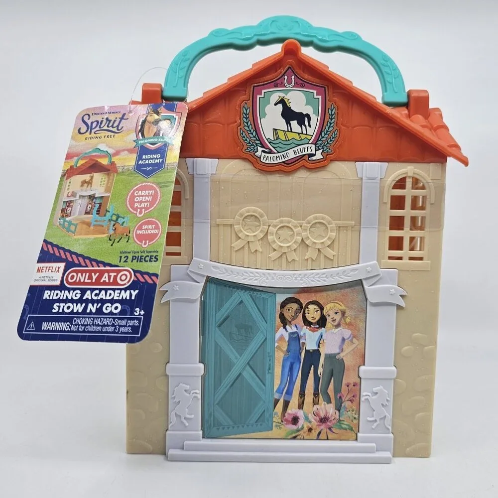 Spirit Riding Free Palomino Bluffs Playset Carry Case Horse Stable 12 Pieces - Picture 1 of 12